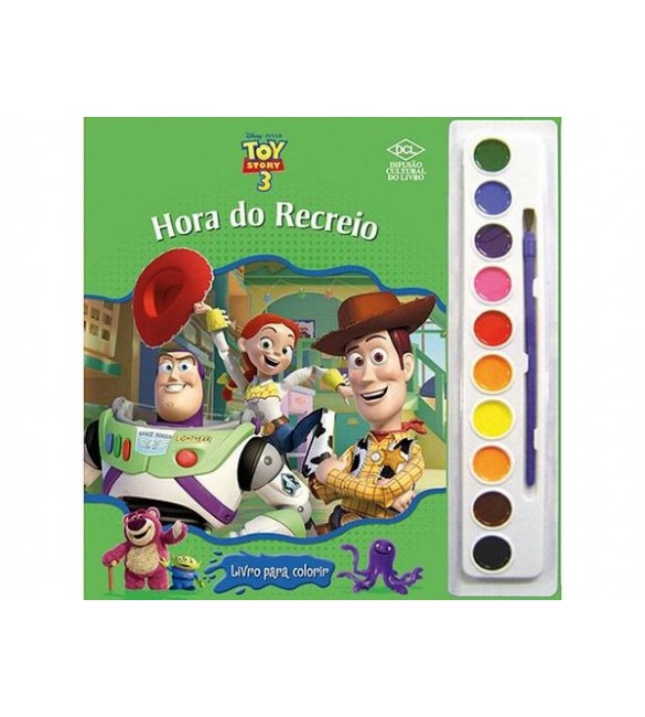 Livro Toy Story 3 Hora do Recreio - Ler e Colorir com Aquarela 